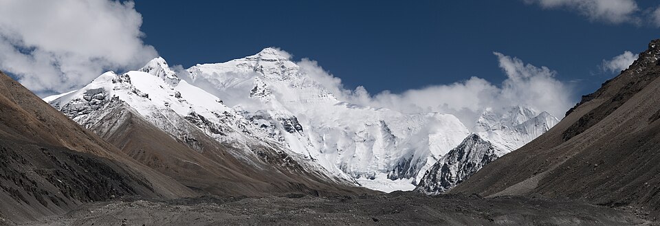 North face of Everest viewed from the Tibetan plateau, showing the scale of elevation at which altitude illness becomes life-threatening