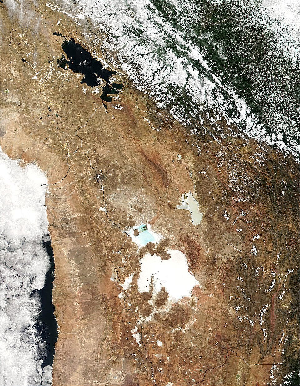 High altitude Andean landscape in Peru and Bolivia, showing the vast elevations at which altitude sickness strikes travellers