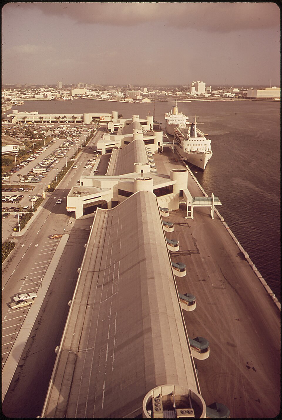 Cruise ships docked at the terminal in PortMiami, Florida