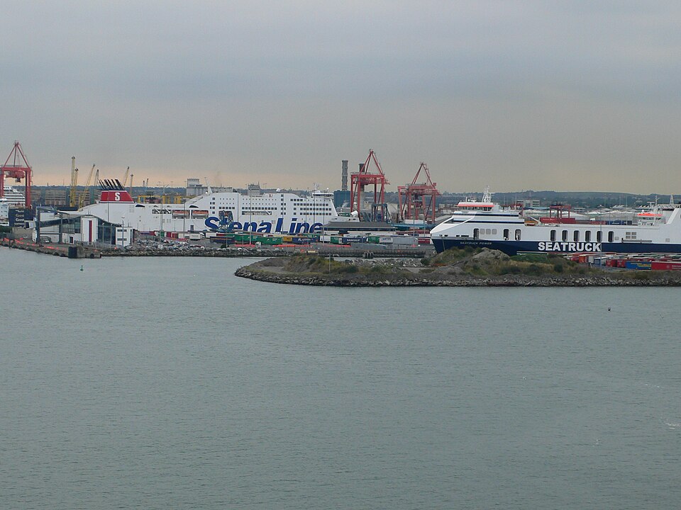 Ferry terminal and port at Dublin, Ireland, gateway of the Common Travel Area