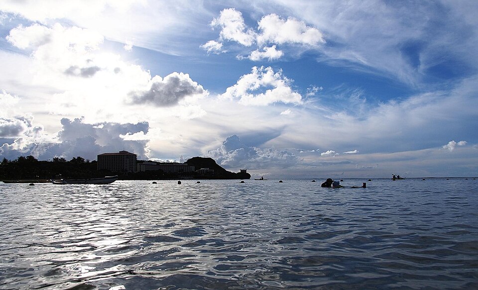 Tumon Bay beach and turquoise lagoon on the island of Guam in the western Pacific