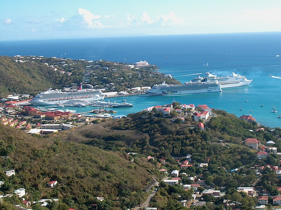 Harbor and hillside town of Charlotte Amalie on St. Thomas in the US Virgin Islands