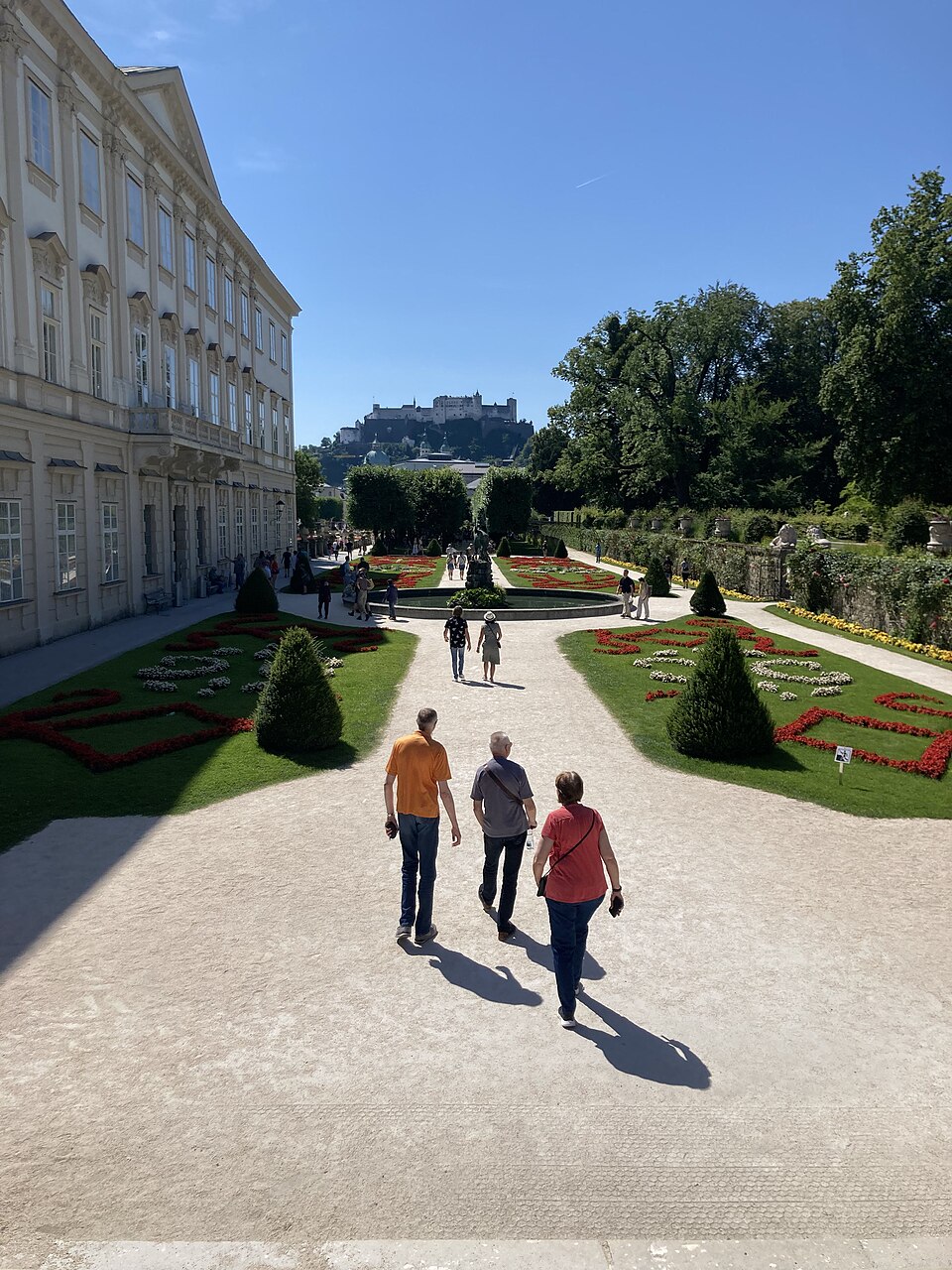 Mirabell Gardens in Salzburg with manicured hedges and fountain from The Sound of Music