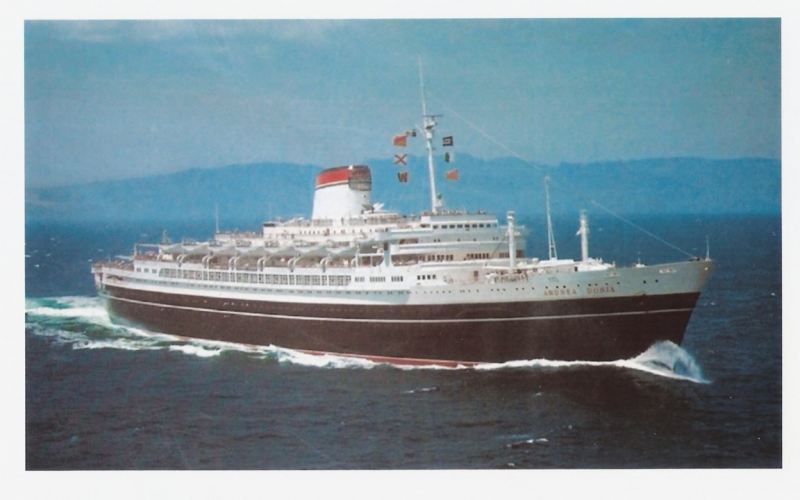 The Italian ocean liner Andrea Doria at sea before its sinking in 1956