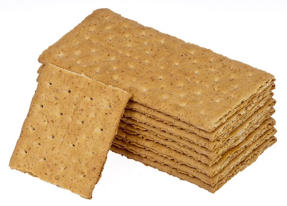A stack of graham crackers, descended from Sylvester Graham's original anti-stimulant health cracker
