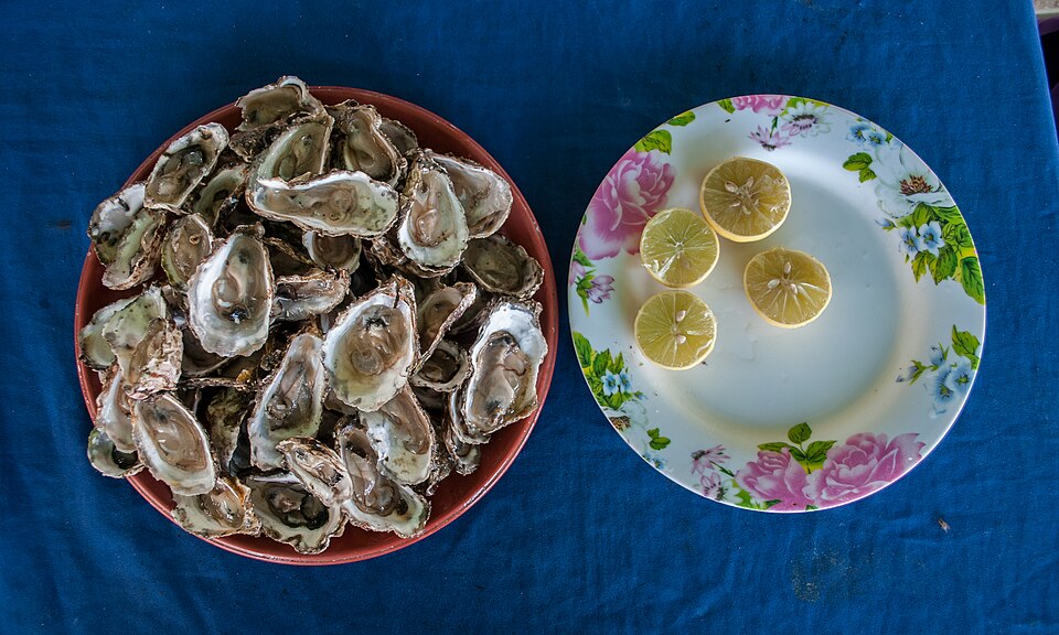 Fresh oysters on ice, ready to be eaten for a sum of money that would have bought you a week's supply in 1850.