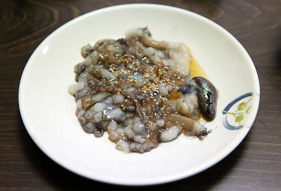 Sannakji, a Korean dish of freshly cut live octopus