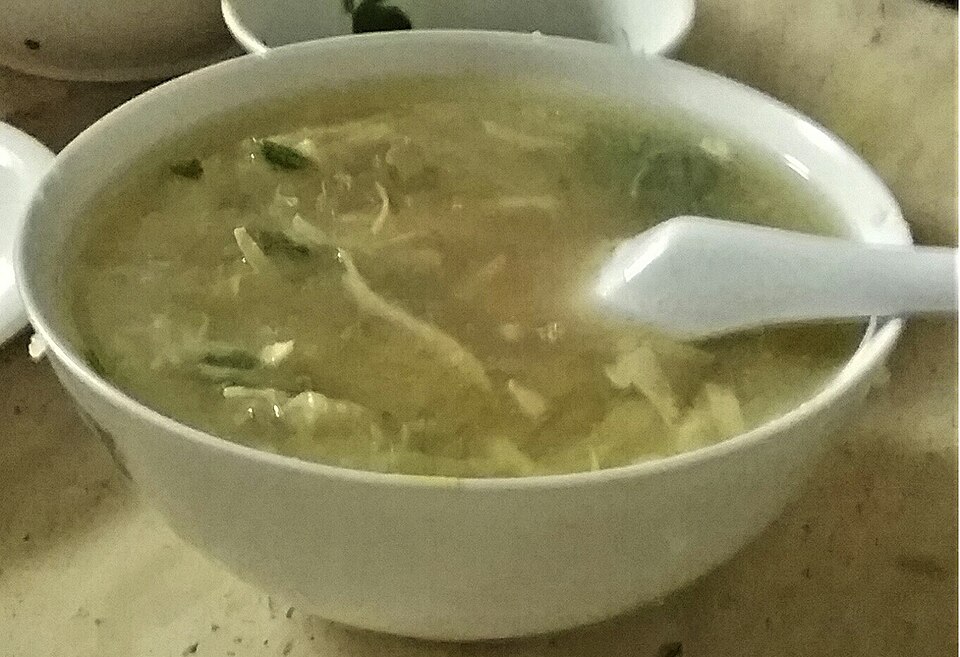 A bowl of shark fin soup served at a banquet
