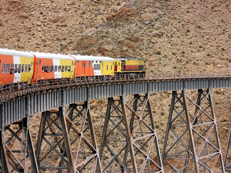 The Tren a las Nubes crossing the La Polvorilla viaduct at 4,220 metres in Argentina