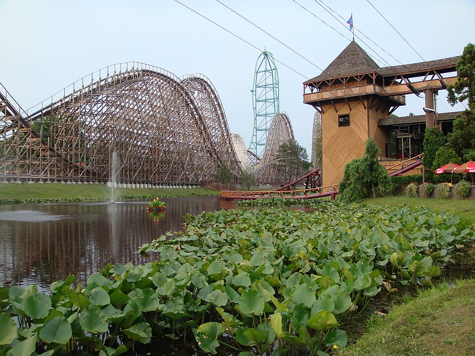 Kingda Ka roller coaster towering over Six Flags Great Adventure in New Jersey