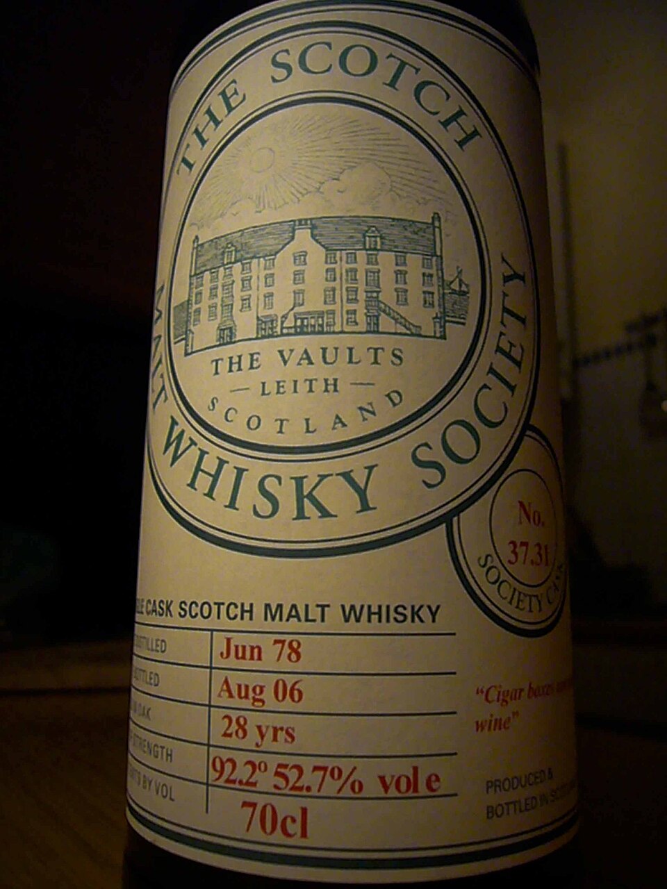A bottle of aged Scotch whisky, evoking the 264,000 bottles aboard the SS Politician that ran aground in the Outer Hebrides in 1941