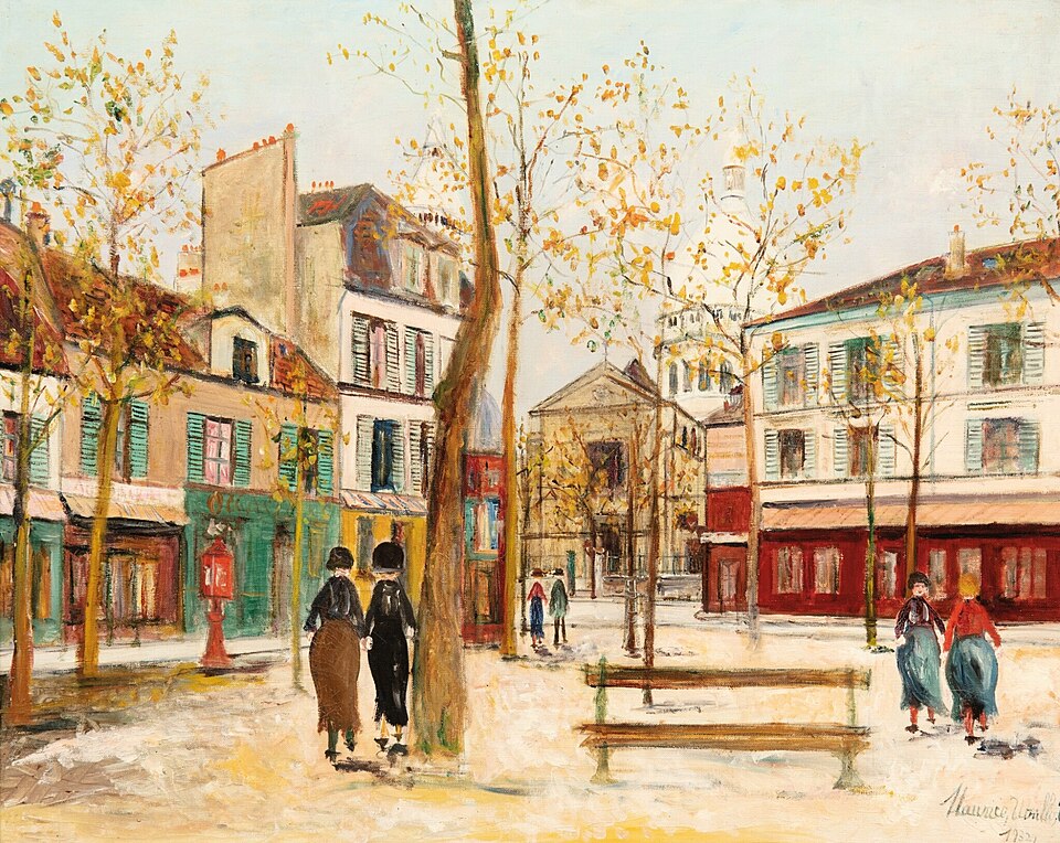 Maurice Utrillo painting of the Place du Tertre square in Montmartre, Paris