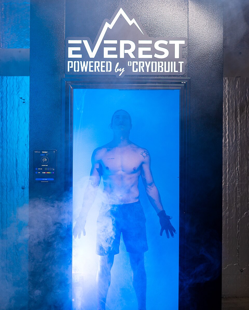 A whole-body cryotherapy chamber, the sealed pod used to expose patients to temperatures as low as minus 160 degrees Celsius