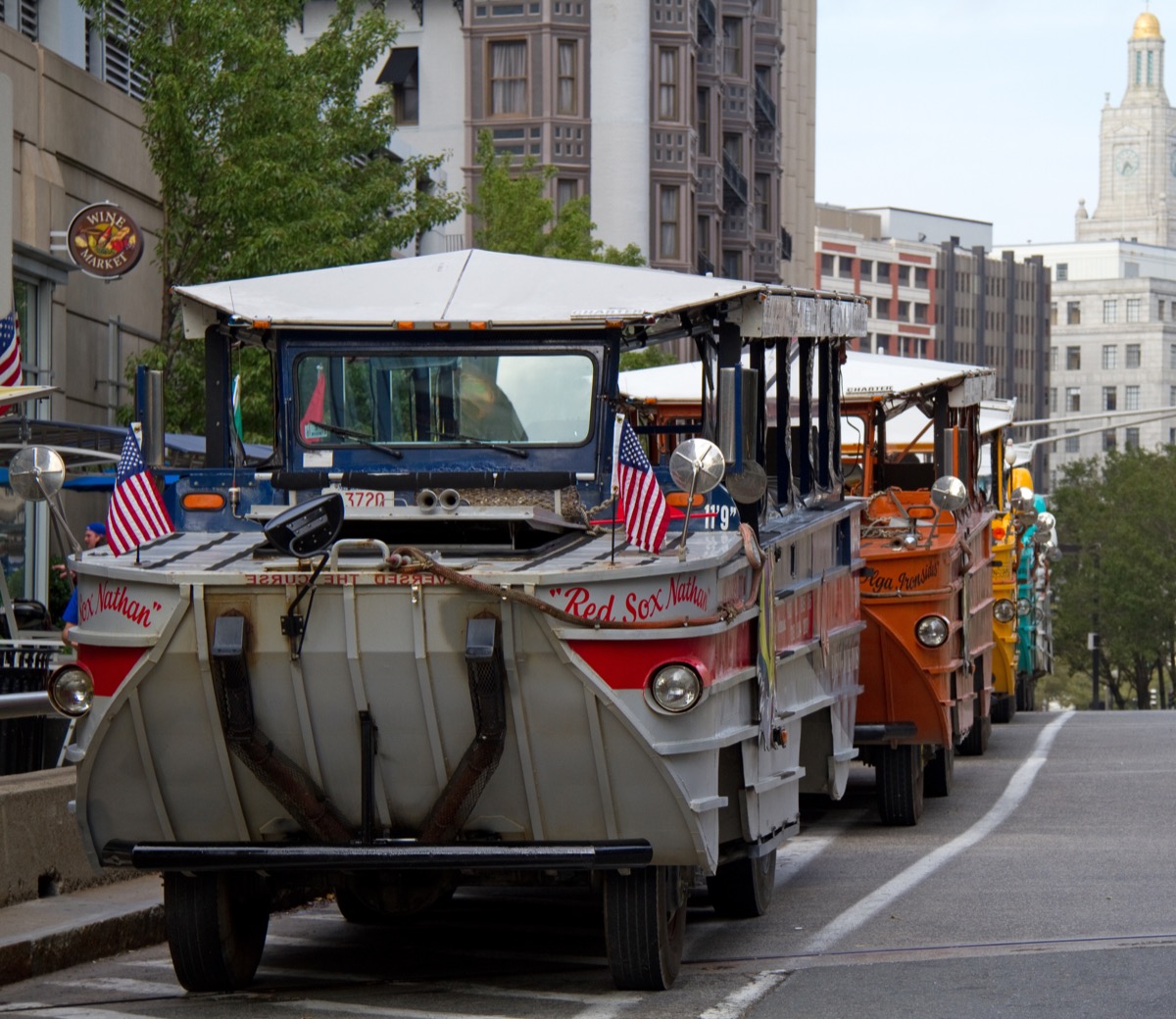 Duck Tour vehicle Boston harbour