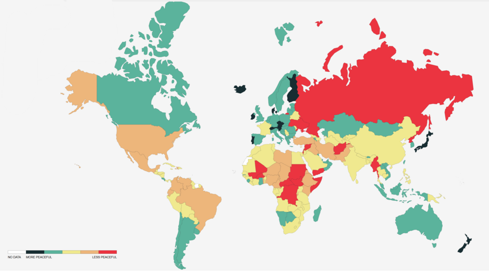 Global Peace Index 2025 world map